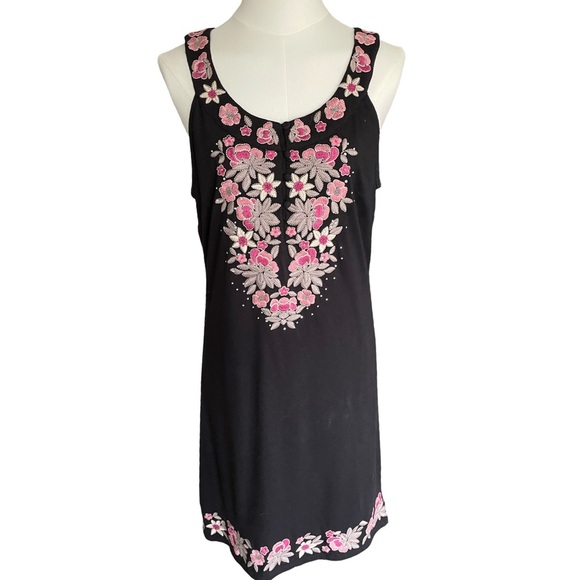 INC International Concepts Dresses & Skirts - INC International Concepts Floral Embroidered Black Dress Women’s Large